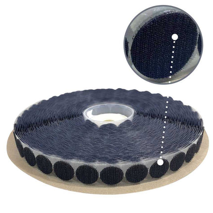 StrapRyte Cintas de gancho y bucle 16 mm / Gancho (macho) / Negro Cinta tipo velcro adhesivo redondo - StrapRyte®