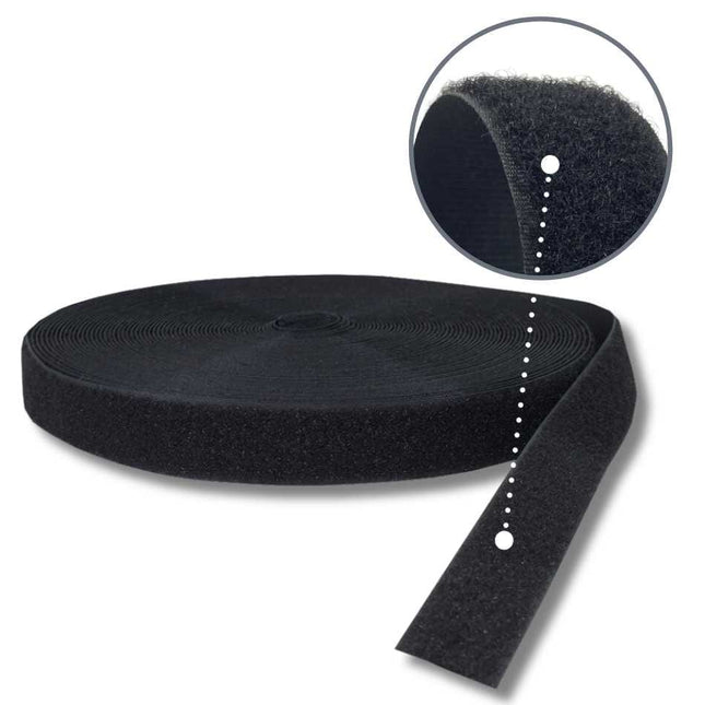 StrapRyte Cintas de gancho y bucle 10 mm / Negro / Bucle (hembra) Cinta tipo velcro para coser StrapRyte®