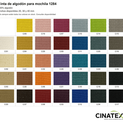 cinatex correa Cinta de algodón para asas de bolsos y mochilas - 20 metros